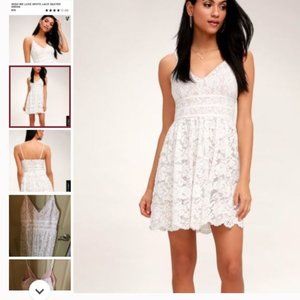 Lulus Wish Me Luxe White Lace Skater Dress